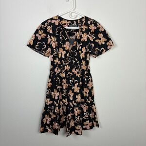 Anthropologie Somerset Floral Mini Dress Women's Small Smocked Waist Tiered